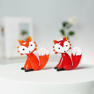 Juego de 2 Figuras Decorativas de Cristal con Forma de Zorro, Color Rojo, Ecológicas, para Decoración del Hogar y Oficina - Product Image 5