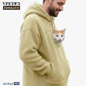 VPETBR <strong>Cat</strong> Pouch Hoodie Zipper Kangaroo Pocket Pet Carrier <strong>Hoodies</strong> With Dog Pouch Fleece Warm Pet Sweatshirt <strong>for</strong> Home Walk - Product Image 2