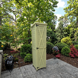 Armoire de rangement d'extérieur moderne en bois pour outils de jardin, étroite et étanche avec porte, idéale pour la cour, le jardin et la terrasse - Product Image 2