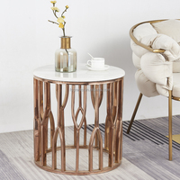 Table basse élégante de style nordique, ronde, pour salon, hôtel, villa, en marbre, petite table d'appoint pour canapé avec base en acier inoxydable