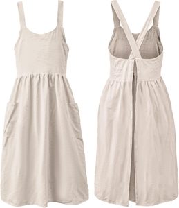 Delantal de lino con espalda cruzada, delantal de trabajo para mujer con bolsillos, delantal con cuello Halter cruzado para hornear, Chef, jardinería - Product Image 6