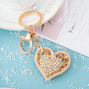 Hot Bán Sáng Tạo Kim Loại Keytag Trong Đào Hình Trái Tim Rhinestone Tình Yêu Xe Keyfob Bán Buôn Quà Tặng <span class=keywords><strong>Keyholder</strong></span> - Product Image 2