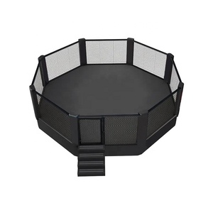 Mini cage de ringue UFC personnalisée de 4m pour l'entraînement en plein air, octogone de boxe monté au sol noir, équipement MMA mural, matériau en acier - Product Image 4