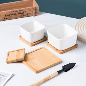 Plateau <span class=keywords><strong>en</strong></span> bois de <span class=keywords><strong>bambou</strong></span> au design moderne Base Premium Hexagonal Ovale Carré Rectangulaire Succulent Pots de fleurs Tapis attrape eau Premium - Product Image 4