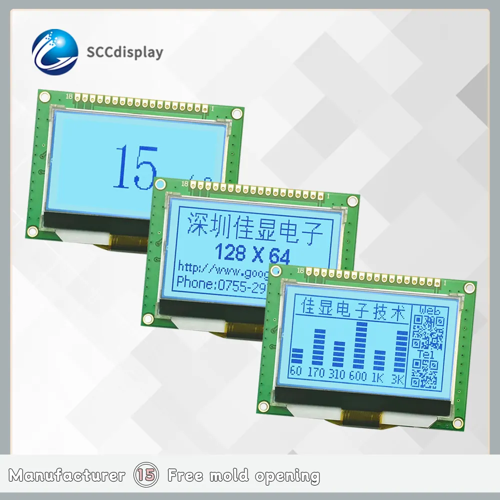 Factory price COG module display 12864-09 LCM STN White backlight Wide temperature display screen lcd 128X64 graphic displays