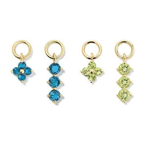 Earings Factory Gemnel Solid 925 Silver 18k Gold Plated Gemstone Cluster Charm Cubic Zirconia Drop Earrings Set