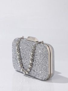 Custom Classic Sparkling Chain Evening <b>Clutch</b> Women Rhinestone Sequin Party Purse Fashion Crossbody Polyester Bag Prom <b>Wedding</b> - Product Image 2