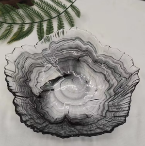 Assiettes <span class=keywords><strong>de</strong></span> service en verre en gros, bols à dessert et fruits, et ensemble <span class=keywords><strong>de</strong></span> plateaux en forme <span class=keywords><strong>de</strong></span> cœur à motif floral style aquarelle - Product Image 3