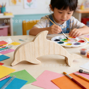 Esculturas de animales marinos de madera, caballitos de mar y delfines de madera maciza, adornos de madera de pino en blanco para pintar y dibujar DIY. - Product Image 4