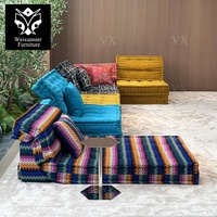 Canapé modulaire de luxe arabe fantaisie appartement rembourré confortable sectionnel avec dossier réglable canapé Majong coloré