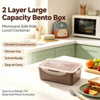 Boîte à bento à 2 étages grande capacité, compatible micro-ondes, pour enfants, avec compartiments séparés, pour la cuisine et l'école