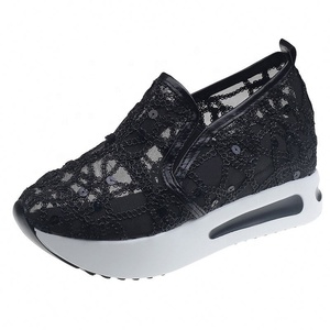 Zapatos Blancos de Mujer para Verano, de Encaje, Malla, Gasa, Casuales, con Aumento Interno - Product Image 5