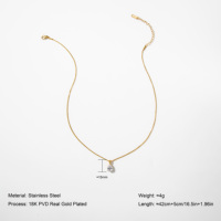YF6403 Collar de Moda con Colgante de Lágrima de Circonita Cúbica y Cadena Fina de Acero Inoxidable Bañado en Oro de 18K para Mujer