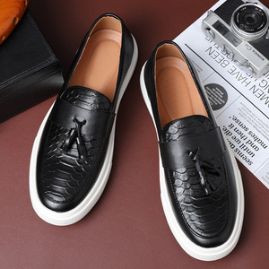 Mocassins décontractés pour hommes à pampilles, motif croco, <span class=keywords><strong>chaussures</strong></span> habillées à enfiler pour le quotidien et les voyages d'affaires - Product Image 2