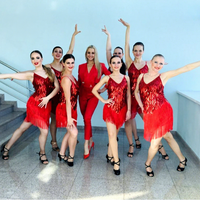 Costume de danse Rumba Jazz Latino pour femme, justaucorps scintillant avec strass, franges et patchwork, robe de danse à col halter pour Samba Salsa