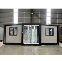 Maison préfabriquée extensible de 20 pieds, 38 m², avec fenêtre française, intérieur et extérieur finis, panneau mural décoratif