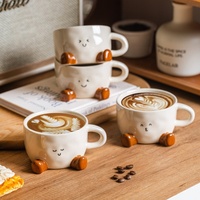 Mug Keramik Bentuk Kaki Lucu 350ml, Cangkir Kopi Kartun Under-glaze, Hadiah Unik untuk Teman, Peralatan Minum Super Lucu untuk Penggunaan Sehari-hari
