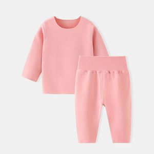 Ensemble de sous-vêtements thermiques pour bébé, couleur unie, polaire en polyester, taille haute, tenue deux pièces pour enfants, automne et hiver - Product Image 1