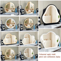Ensemble coiffeuse de luxe en bois massif avec miroir LED et grands tiroirs pour chambre à coucher – Crème Premium Française