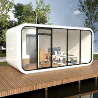Capsule spatiale préfabriquée moderne modulaire mobile, cabine Apple avec façade vitrée isolée, maison préfabriquée pour bureau et usage extérieur