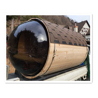 Pièce entière bois cèdre rouge 4 personnes baril traditionnel sauna extérieur toit de bardeaux d'asphalte avec forme incurvée