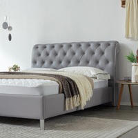 Ensemble de chambre à coucher de luxe OEM ODM, lit double king size moderne en cuir véritable, lit moelleux avec cadre en bois