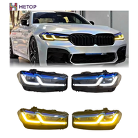 Feux avant HETOP G30 2017-2023 Série 5 Version bicolore Jaune et Blanc Mise à niveau LED DRL Phare Lentille laser Style pour BMW