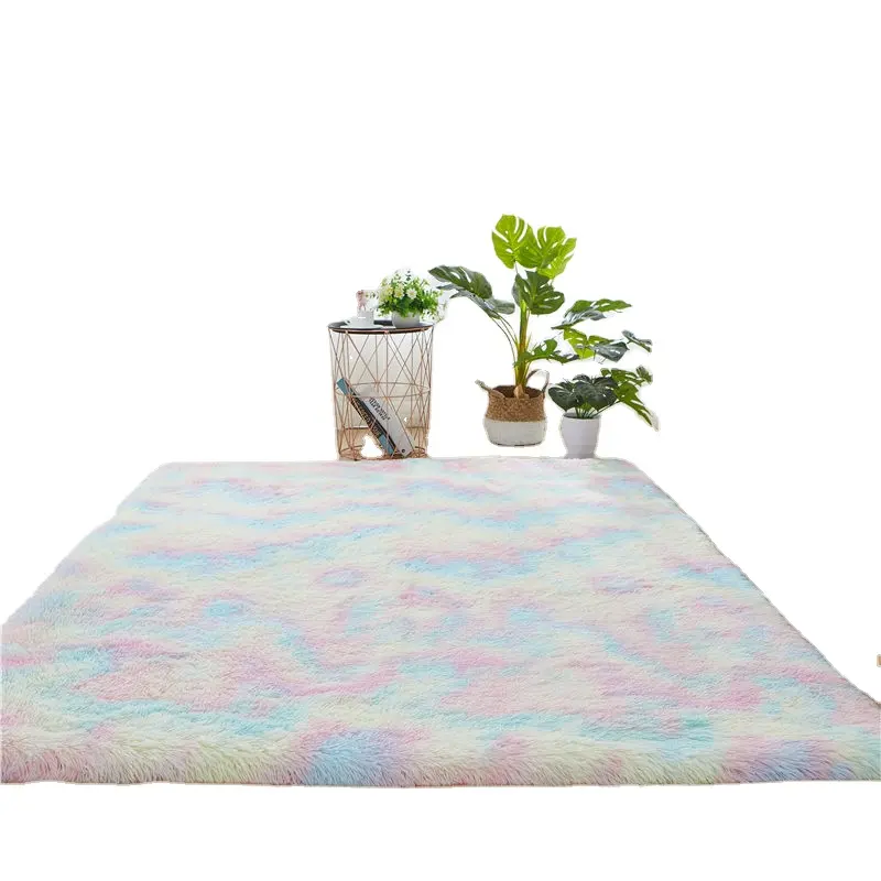 Tie Dyeing Plush Soft Carpets For Living Room Bedroom Anti-slip Floor Mats Bedroom Water Absorption Carpet Rugs