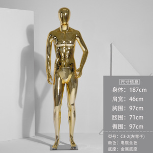 Manichino Maschile in Plastica Dorata <span class=keywords><strong>a</strong></span> Corpo Intero con Testa - Product Image 4