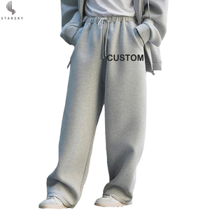 Personnalisé empilé décontracté 980g pantalon de survêtement à jambes larges pantalon de <span class=keywords><strong>jogging</strong></span> pantalon de survêtement femmes pantalon évasé jambe droite pantalon de survêtement Baggy - Product Image 1