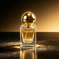 Vente en gros de flacons atomiseurs de parfum en verre transparent à fond épais carré de 30 ml, 50 ml, 100 ml avec couvercle estampé or, impression personnalisée