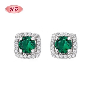 Magníficos Pendientes Cuadrados de Plata con Circonita para Mujer al por Mayor, Vibrantes, de Moda, Vintage, de Plata Esterlina 925, Verdes, para Aniversario - Product Image 1