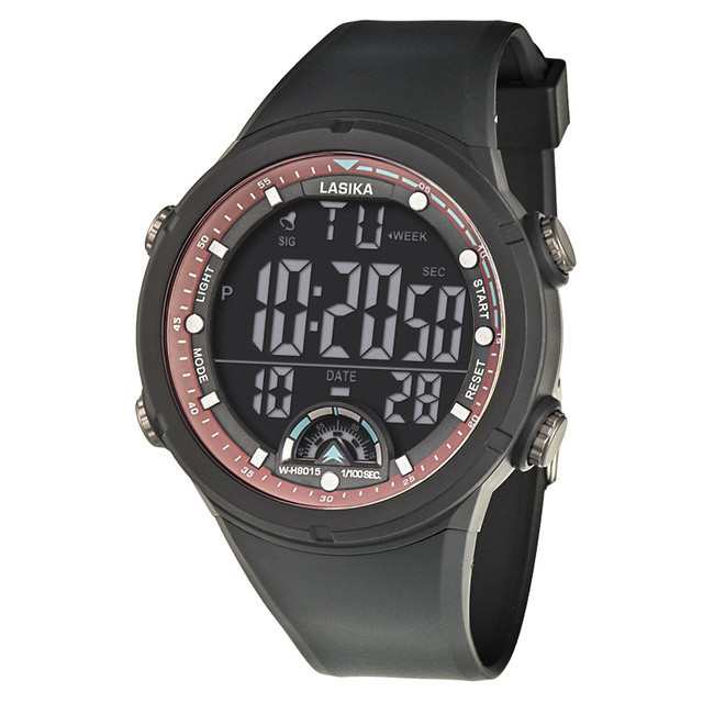 LASIKA W-H8015 Multifunctional Analog & Digital Sport Watch for Men Black Water-Proof with Oval Case