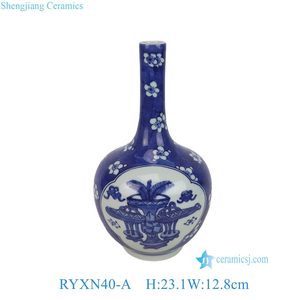 Florero pequeño pintado a mano de Jingdezhen, diseño decorativo para el hogar, paisaje de Fénix, guerreros, Bogu, azul y blanco - Product Image 2