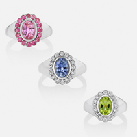 Maßgefertigter Schmuck 18K Vergoldete Ovale Zirkon-Blumen-Halo-Ringe Vintage Cocktail-Schmuck Farbenfrohe Geschenke für Frauen Großhandel OEM ODM