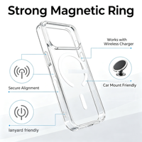 Coque rigide en verre trempé 9H Premium avec anneau magnétique anti-rayures et anti-jaunissement, finition mate cristalline pour iPhone 16 17 18 Pro Max