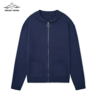 AiNear Vente en gros de logo personnalisé Oem & Odm Pull à manches longues en laine tricotée unie pour hommes bleu marine