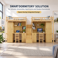 Lit en bois massif avec bureau intégré, armoire, bibliothèque, chaise-escalier, pour dortoir scolaire, appartement du personnel, design contemporain