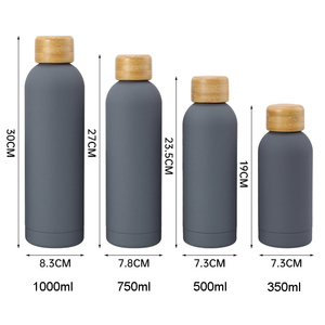 Custom Logo 350ml 500ml 750ml 1000ml Double Wall Stainless Steel Vacuum <b>Flask</b> Water Bottle with Bamboo Lid - Product Image 5