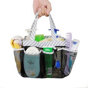 Mesh Shower Caddy Tote, Large College Dorm Bathroom Caddy Organizer with Key Hook and 2 Oxford Handles,8 Basket Pockets