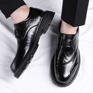 Chaussures en cuir pour hommes, chaussures habillées à effet crocodile, chaussures en cuir véritable, chaussures de mode pour hommes, pour le travail et les occasions décontractées - Product Image 4