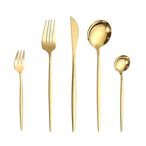 Hot Sale Wedding Gold Cutlery Set For Stainless Steel Knife Fork Spoon Hotel Restaurant Silverware Set