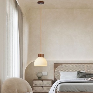Unique Wooden Pendant <b>Light</b> Walnut Minimalist Linear Chandelier For <b>Dining</b> Room Bedroom - Product Image 3