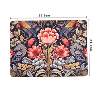 Sous-verres et sets de table carrés vierges vintage en MDF, série Flourishing, imprimés par sublimation avec logo personnalisé, motif floral, écologiques