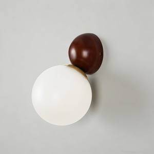 Lámpara de Pared Moderna Minimalista de Nogal Oscuro, Estilo Wabi-Sabi Retro, Luz LED de Fondo para Dormitorio Nórdico, Pasillo o Mesita de Noche - Product Image 4