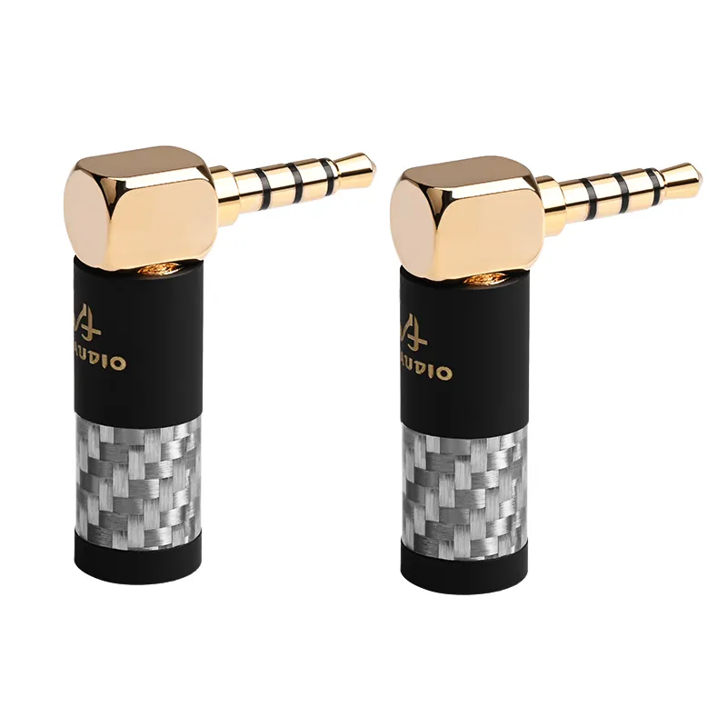 ATAUDIO HIFI 3.5mm סטריאו 4 מוט Trrs זווית 90 תואר זכר תקע הלחמה אוזניות שקע אודיו מתאם מחבר