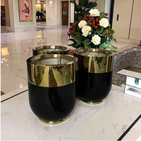 Pot Bunga Indoor Mewah Modern Tinggi 50cm Hitam Emas Dekorasi Rumah Vas Besar Elegan Penanam Logam Taman