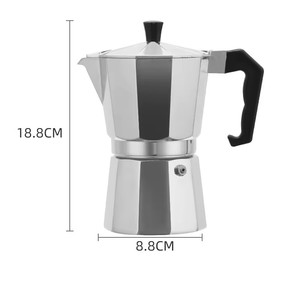 Кофеварка для эспрессо на плиту, мока-потов, для приготовления кубинского кофе, итальянская кофеварка Greca Mocha, 3 чашки для эспрессо, 150 мл, серебристая - Product Image 2