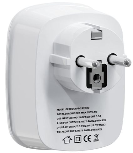 HONPNK GER901UK-2A2C18 Hot Selling Electrical Multi Plug Universal Travel Adapter Electrical Plug and Socket for EU