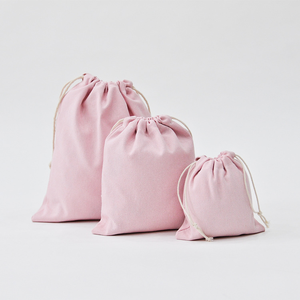 Low price Light pink solid color blank cotton storage cloth bag drawstring shopping bag
